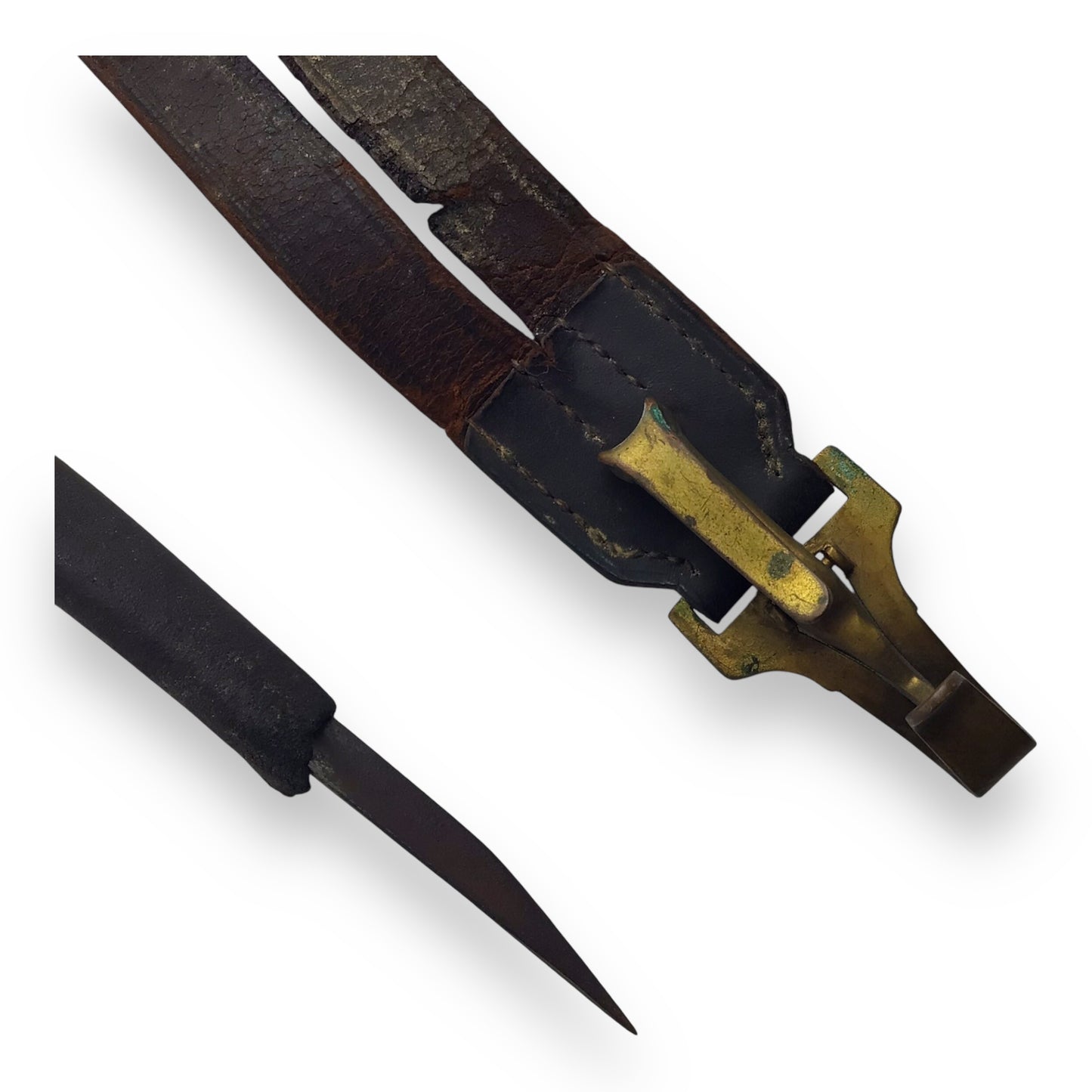 U.S. Civil War Bayonet w/ Holster & Rare Leather Belt Hanger – 19th Century