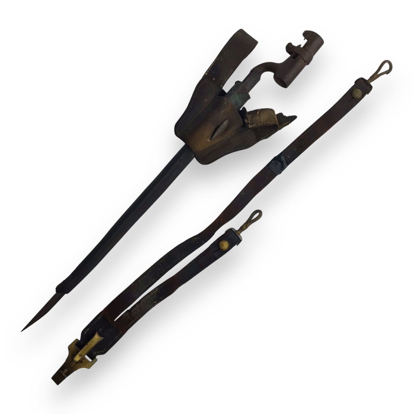 U.S. Civil War Bayonet w/ Holster & Rare Leather Belt Hanger – 19th Century