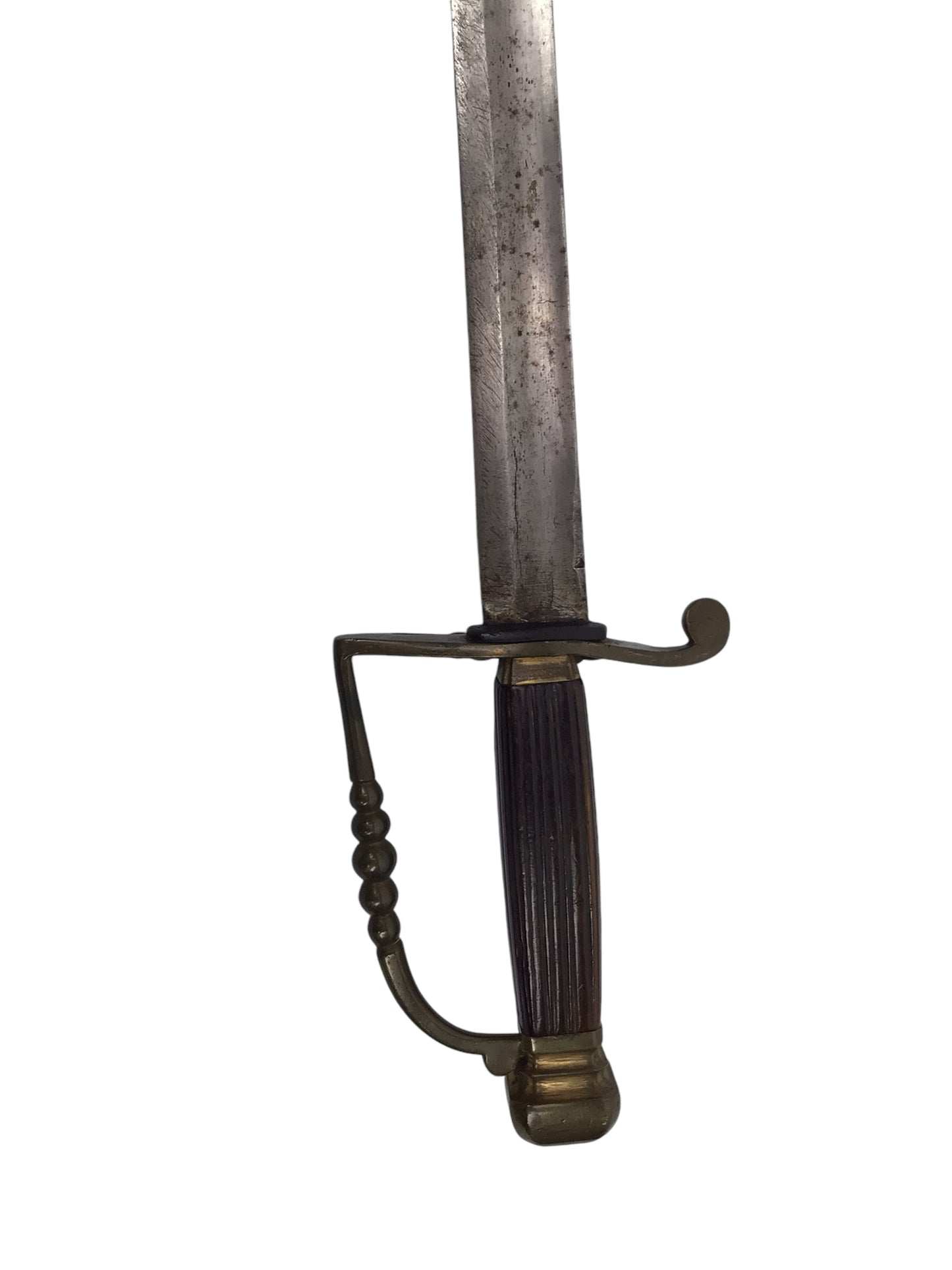 U.S. Rev War Spadroon Sword c.1780–1800 5-Ball Brass Hilt Stamped Blade