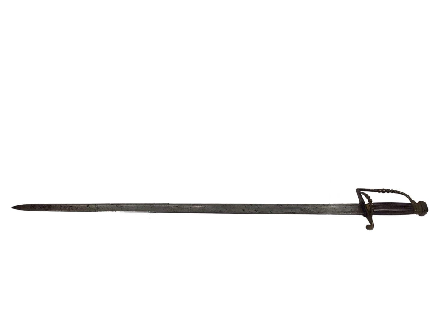 U.S. Rev War Spadroon Sword c.1780–1800 5-Ball Brass Hilt Stamped Blade