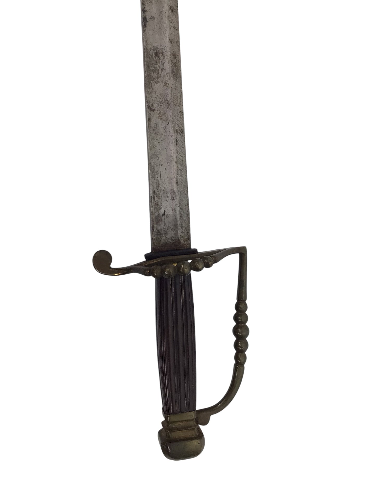U.S. Rev War Spadroon Sword c.1780–1800 5-Ball Brass Hilt Stamped Blade