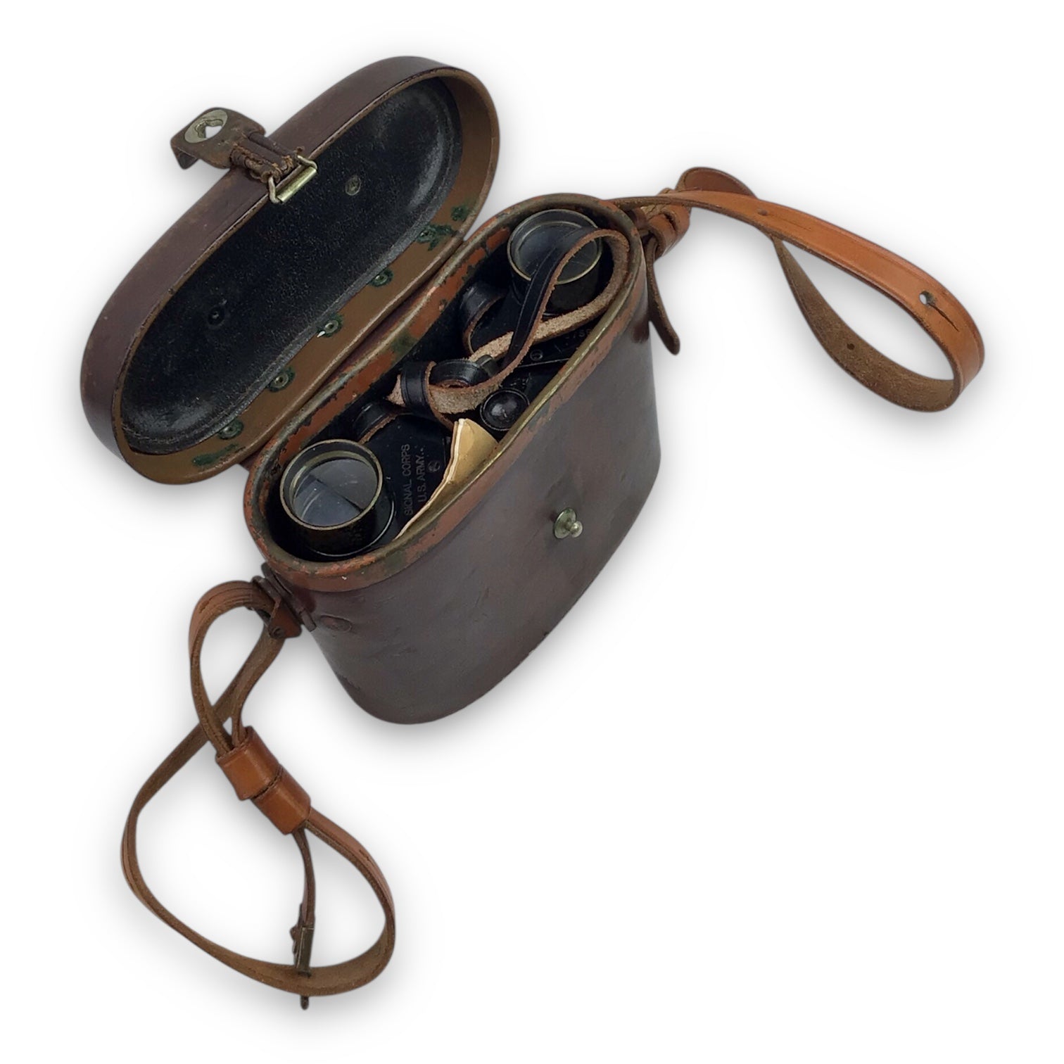 U.S. WW2 Army Bausch & Lomb Stereo Prism Binoculars w/ Case & Compass