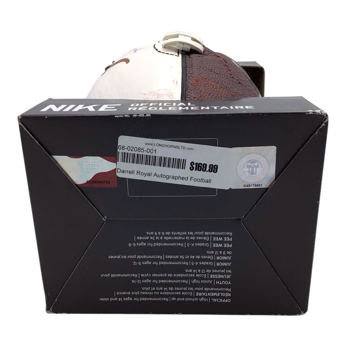 U.T Longhorn Football Signed By Darrell Royals