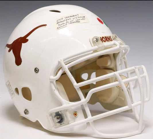 University Of Texas Football Helmet Game Used Autographed By Mack Brown