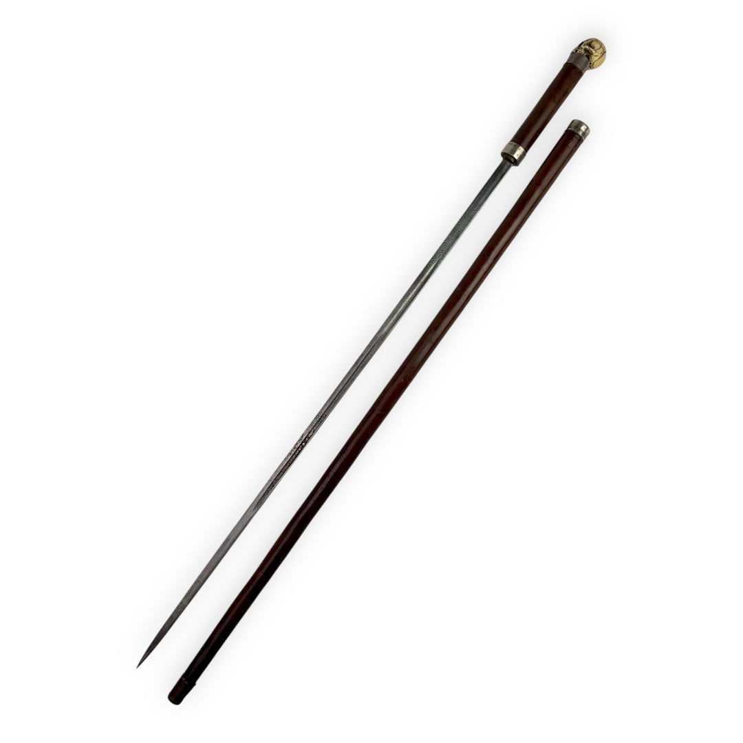 Victorian Antique Sword Cane with Skull Pommel