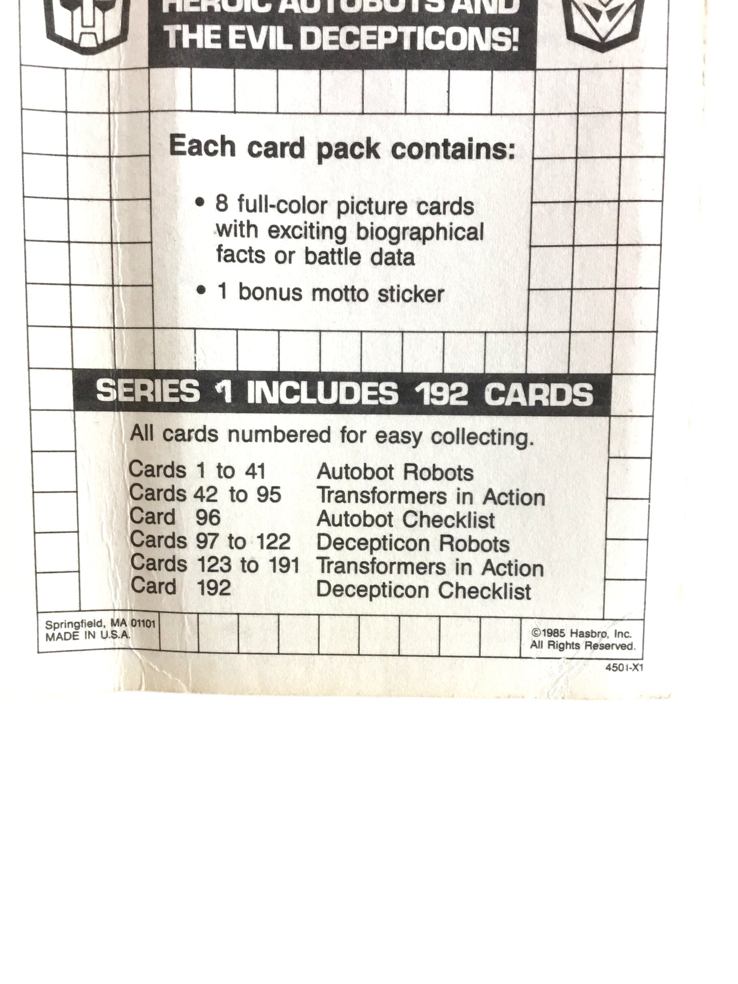 Vintage 1985 Hasbro Transformers Action Cards Sealed Packs Series 1 Rare