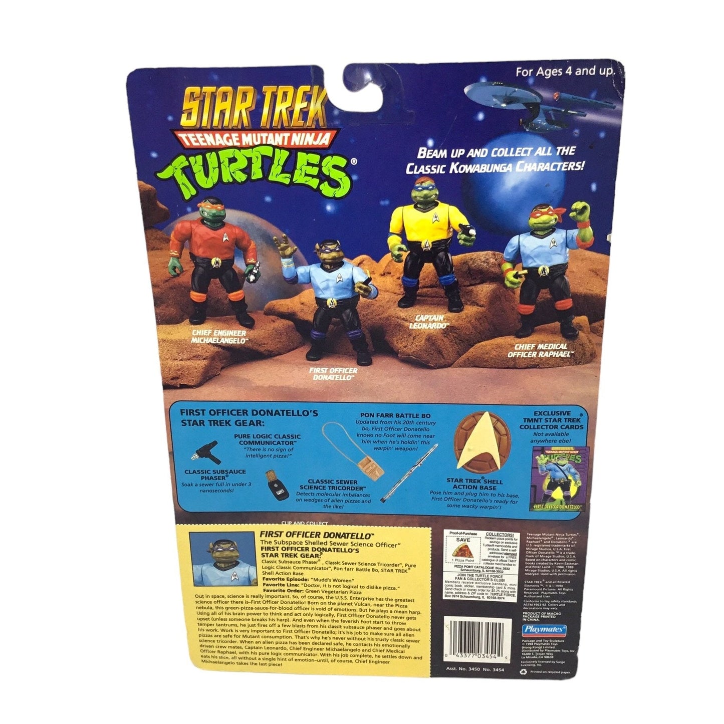 Vintage 1994 Star Trek TMNT First Officer Donatello Playmates Turtle Figure