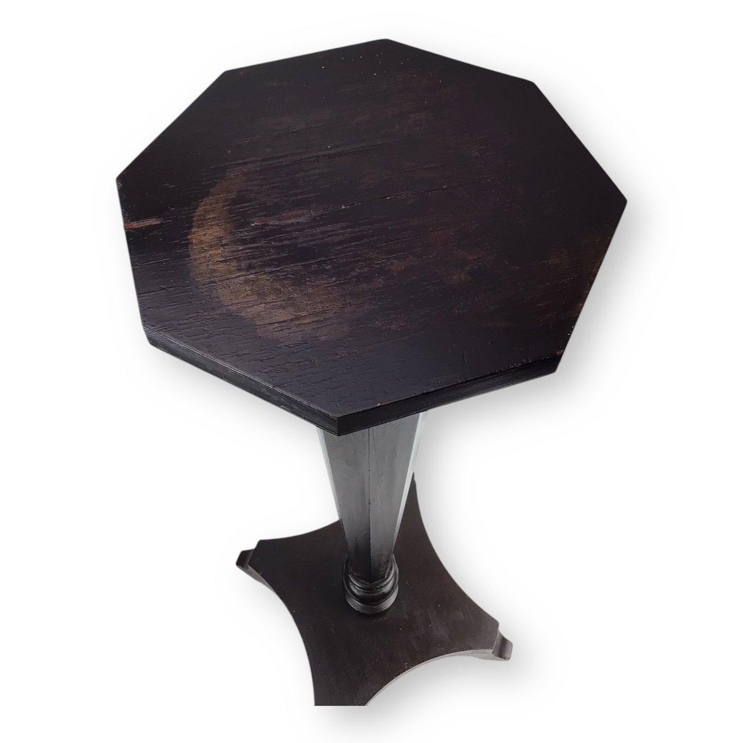 Vintage 3FT Wooden Vase or Lamp Stand – Dark Brown, Octagonal Top