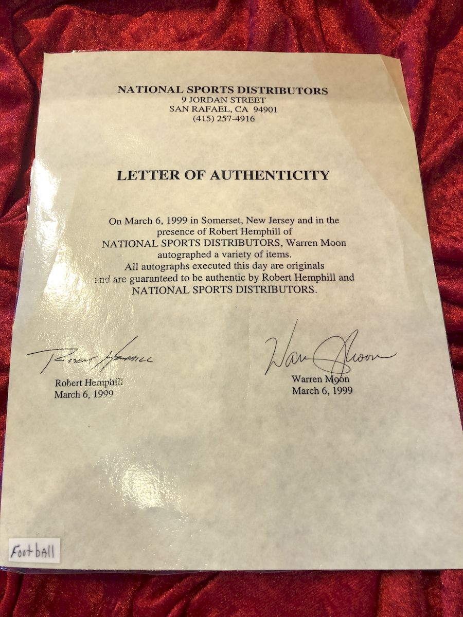 Warren Moon Certified Authentic Autographed Football – Collectors Crossroads
