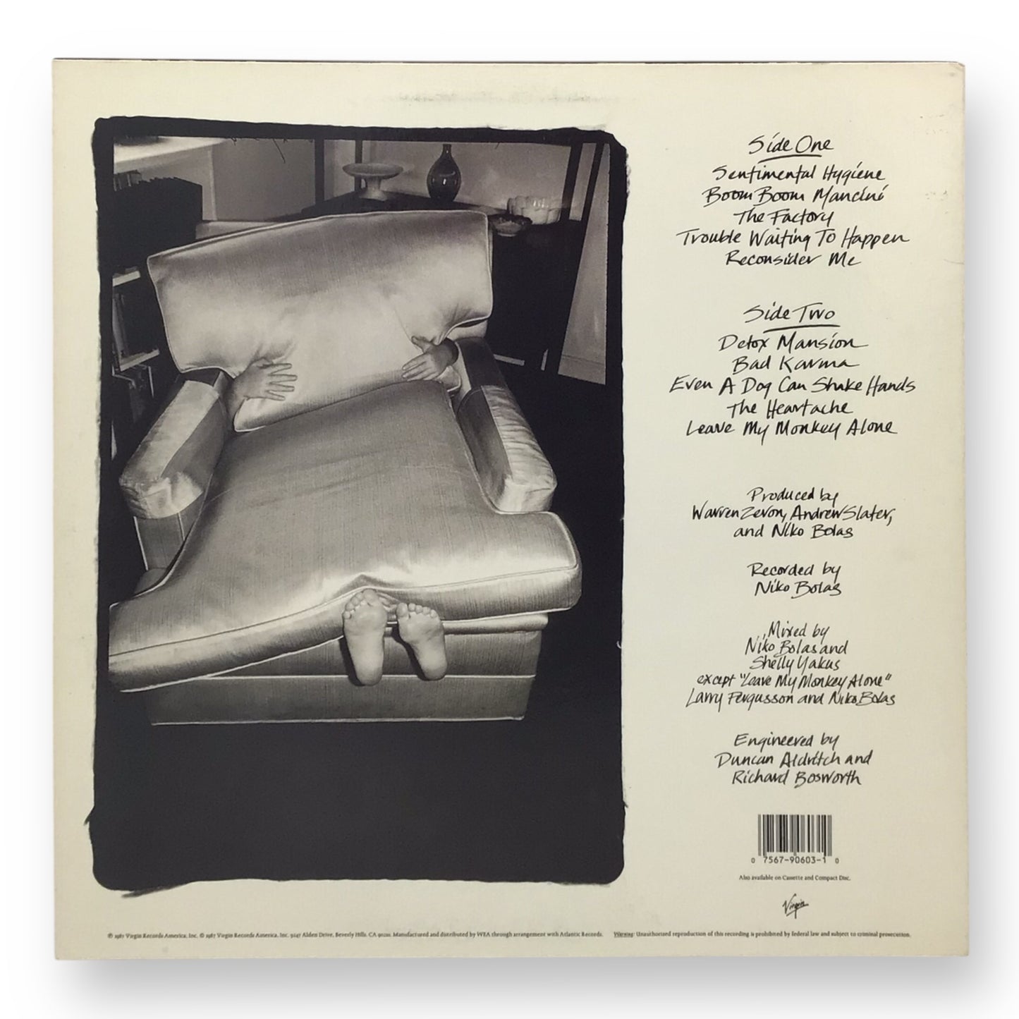 Warren Zevon – Sentimental Hygiene Vinyl LP | Preowned 1987 Rock