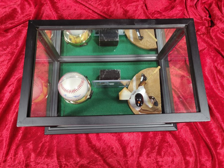 Willie Mays Shadowbox w/ Signed Baseball, Card, and Figure