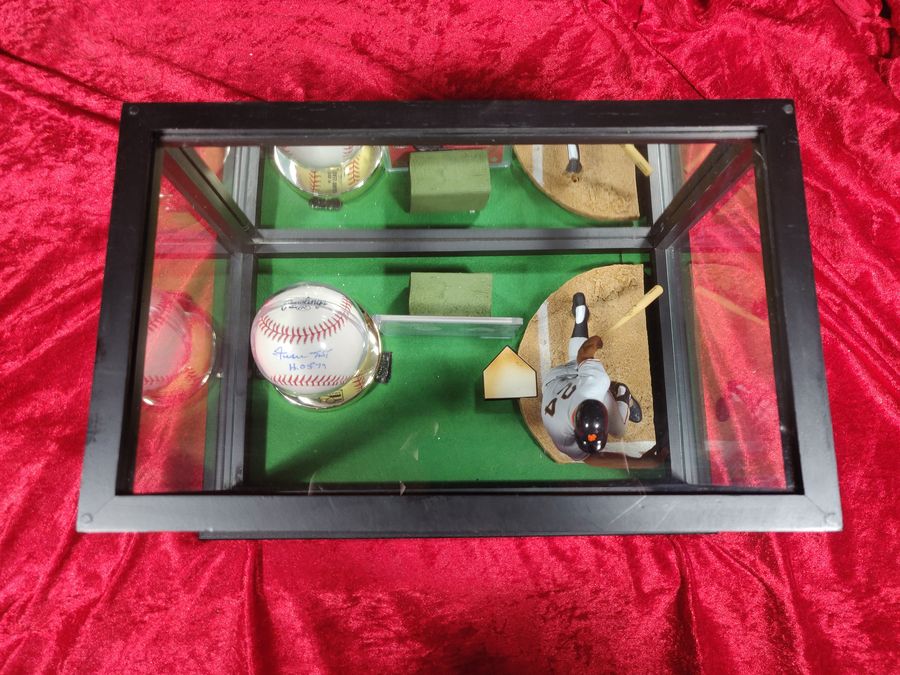 Willie Mays Shadowbox w/ Signed Baseball, Card, and Figure