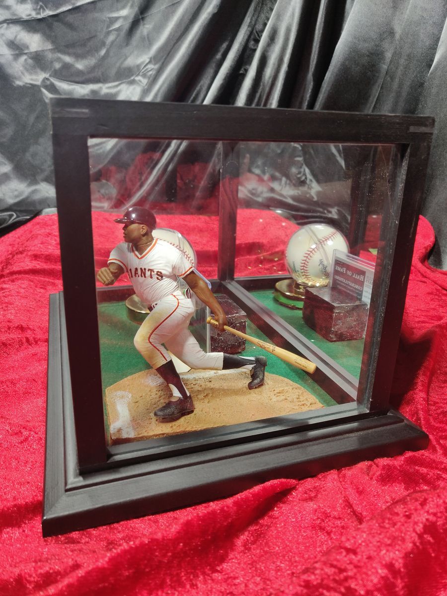 Willie Mays Shadowbox w/ Signed Baseball, Card, and Figure