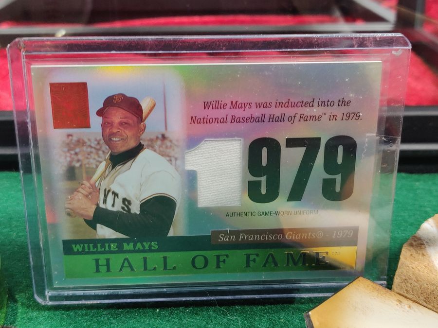 Willie Mays Shadowbox w/ Signed Baseball, Card, and Figure
