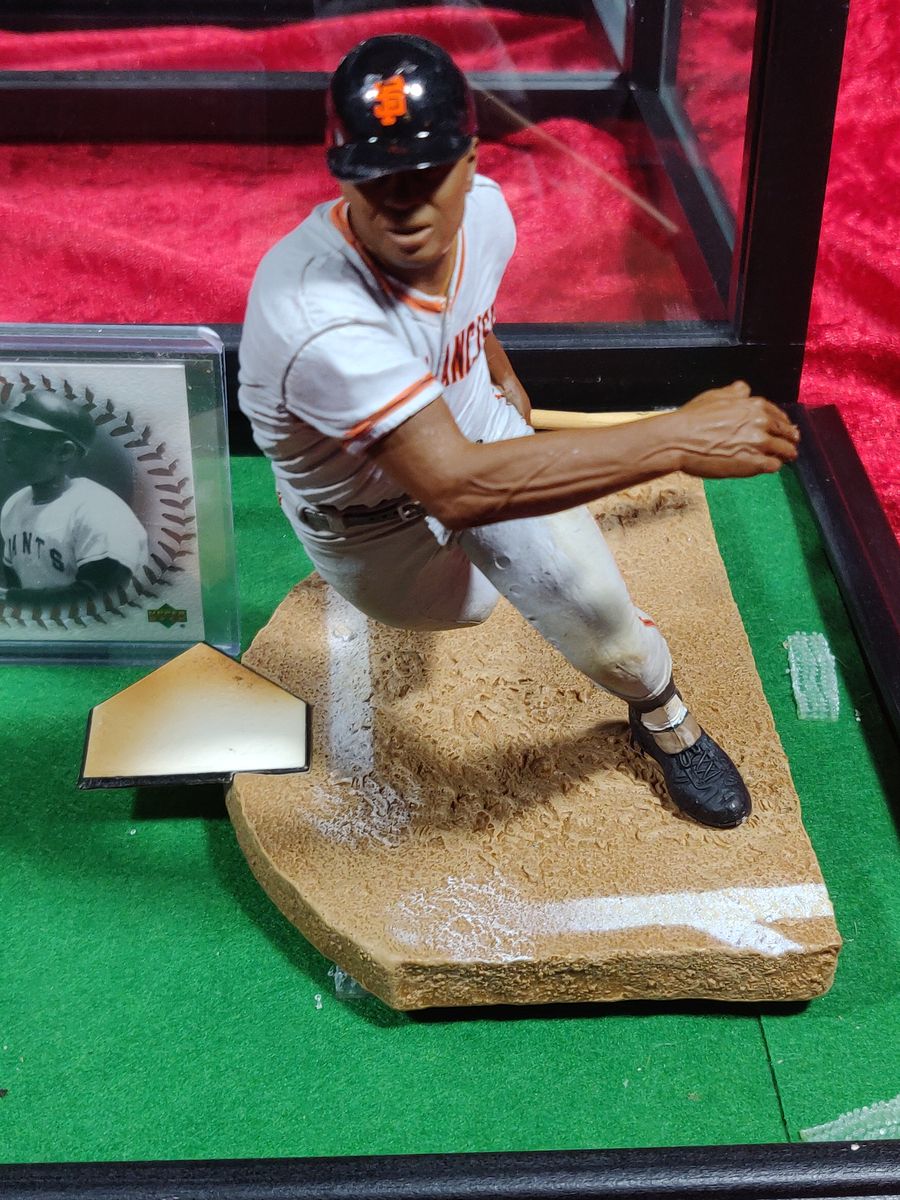 Willie Mays Shadowbox w/ Signed Baseball, Card, and Figure