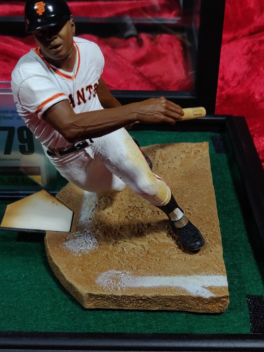 Willie Mays Shadowbox w/ Signed Baseball, Card, and Figure