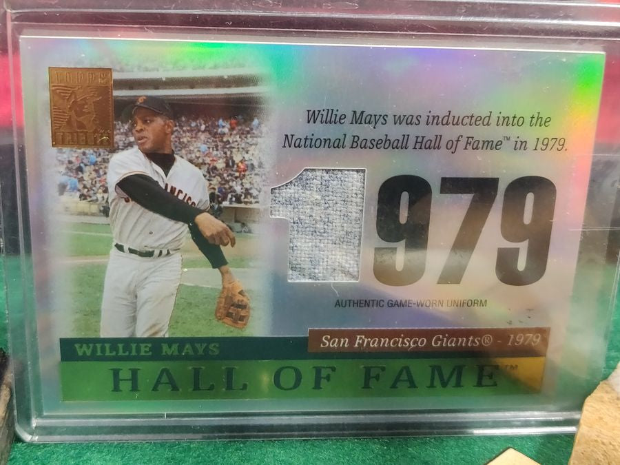 Willie Mays Signed Baseball Shadowbox Card, Figure, Jersey & "HoF 79" JSA Giants