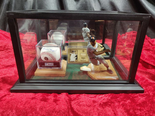 Willie Mays Signed Baseball Shadowbox w/ Card & Figure Giants Memorabilia
