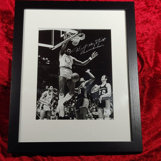 Wilt Chamberlain Signed 12x15 Framed Photo Lakers Global Authentics COA