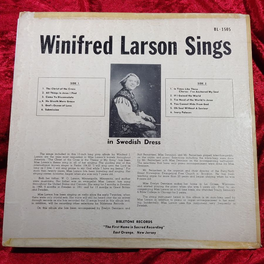 Winifred Larson - Winifred Larson Sings LP Colored Vinyl