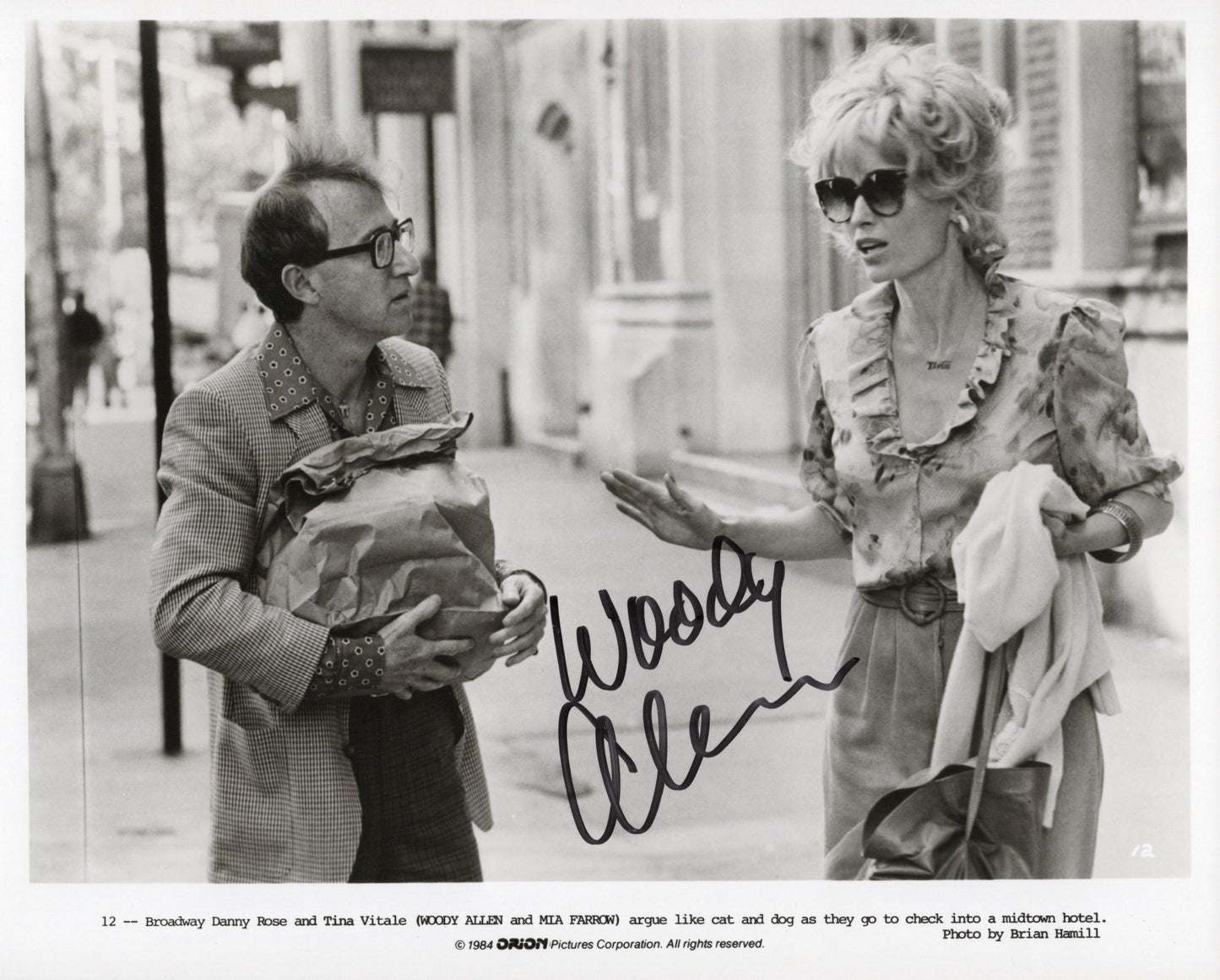 Woody Allen Signed Photo 8x10 – Broadway Danny Rose, Secretarial Signature
