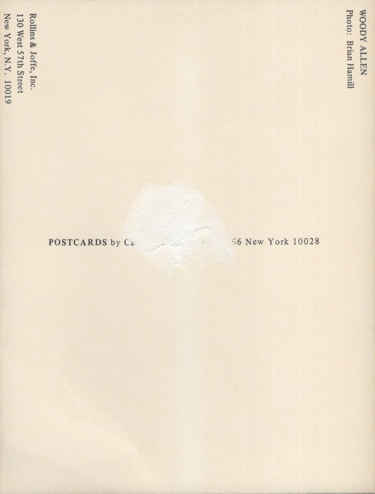 Woody Allen Signed Postcard 5x6.25 B&W, Woody Allen Autograph