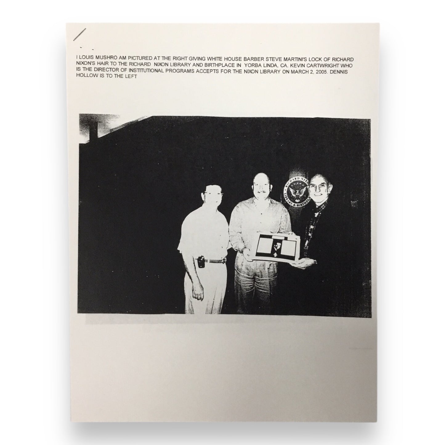 Richard Nixon Hair Clipping with COA