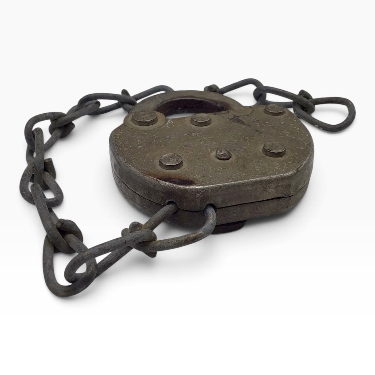 Antique ADLAKE Frisco Railroad Padlock with Attached Chain – No Key