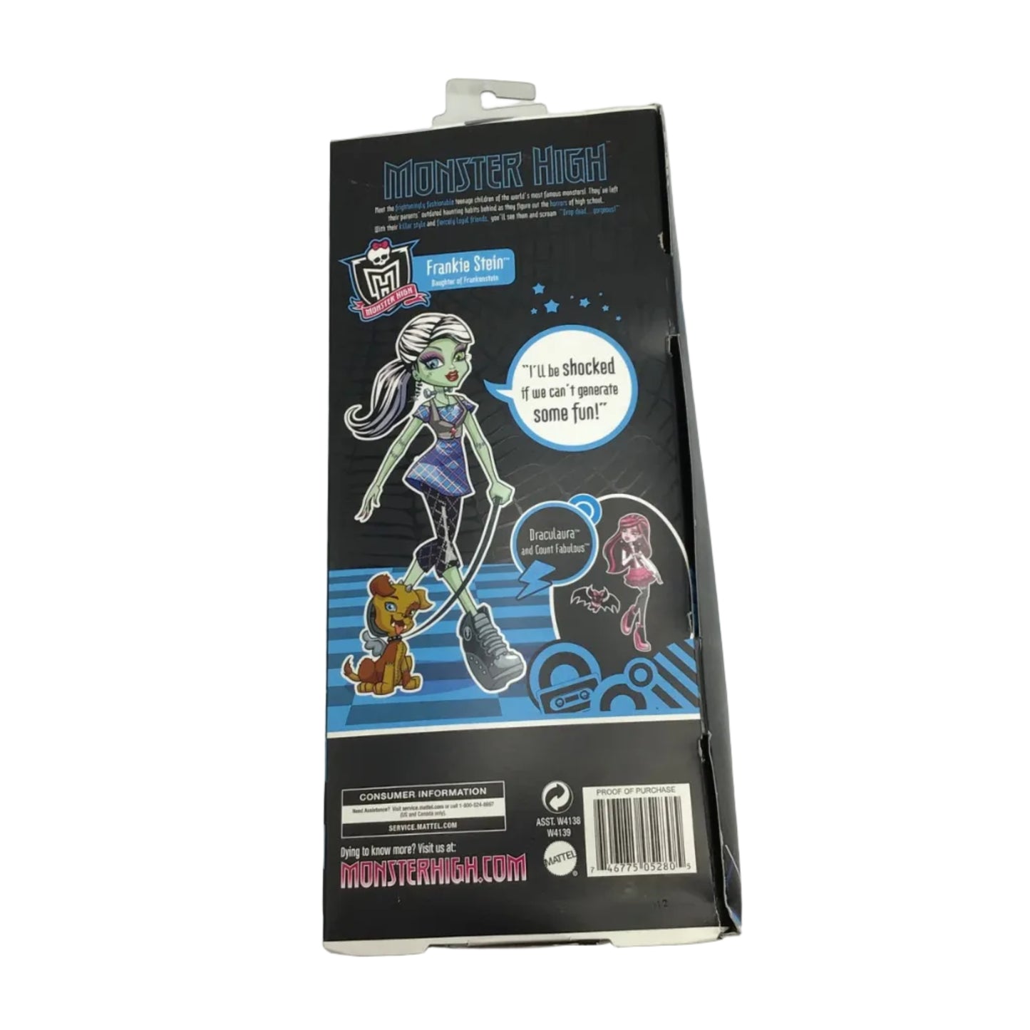 Monster High Frankie Stein w/ Watzit Keychain (2010) - New in Box