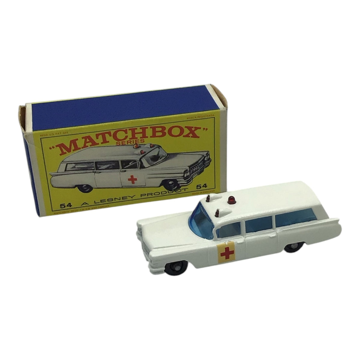 Lesney Matchbox Series #54 S&S Cadillac Ambulance w/ Original Box