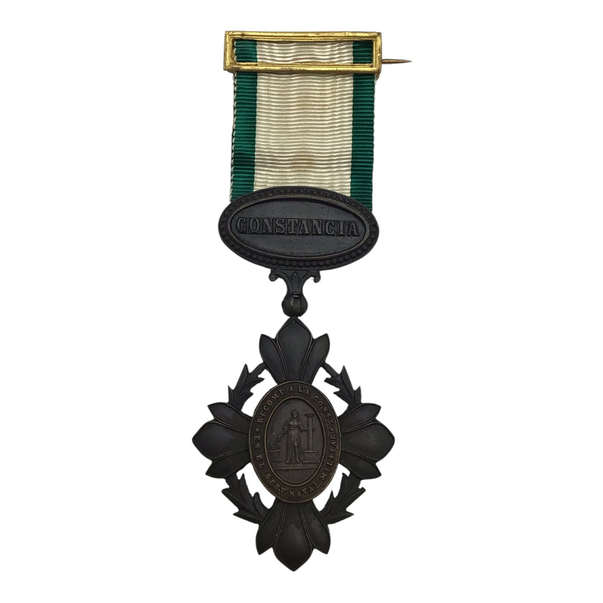 Antique Mexican Army Medal 1891 for 20 Years of Service with Ribbon