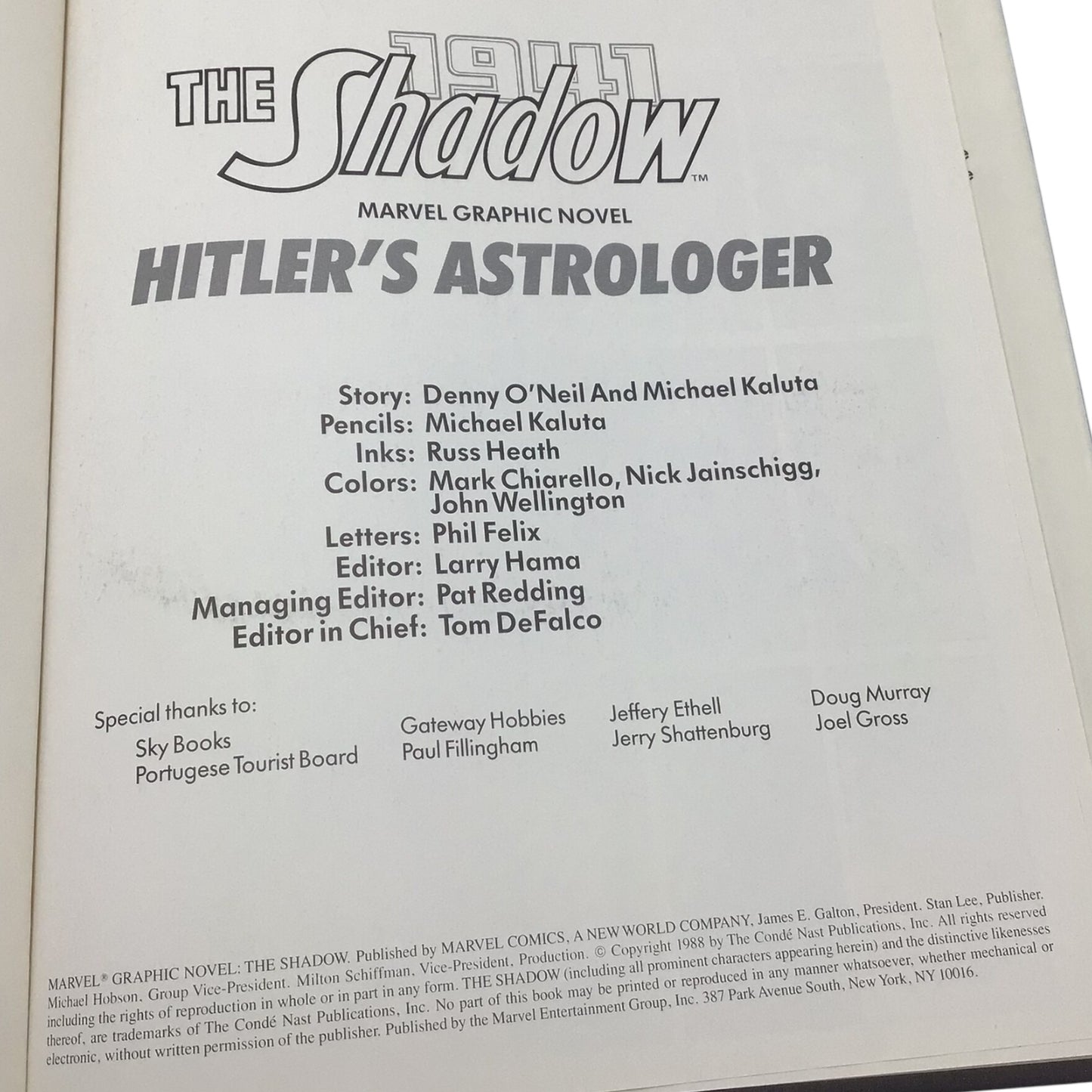 The Shadow: 1941 – Hitler's Astrologer Hardcover – Marvel Comics 1988