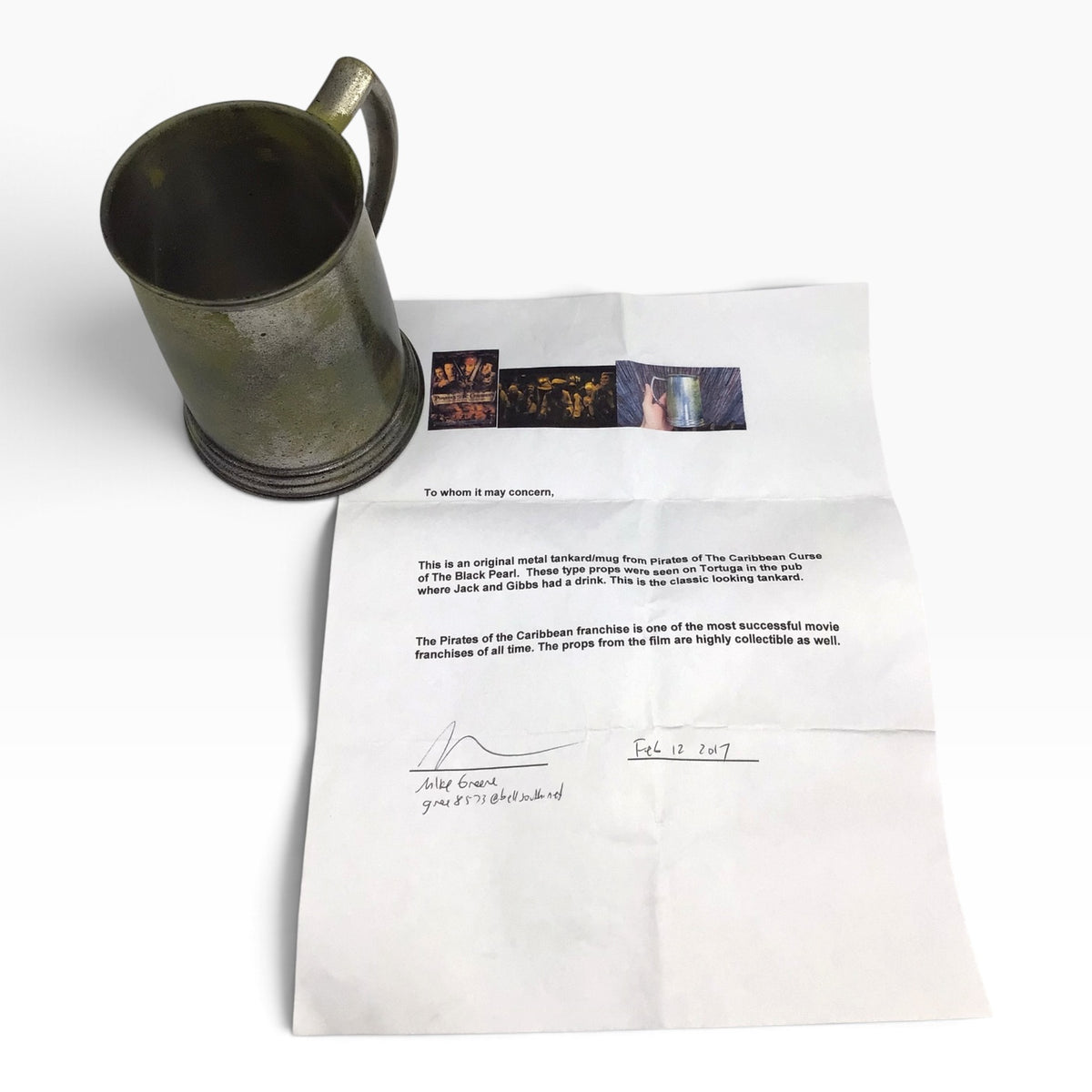 Pirates of the Caribbean: The Curse of the Black Pearl Original Metal Tankard/Mug Prop