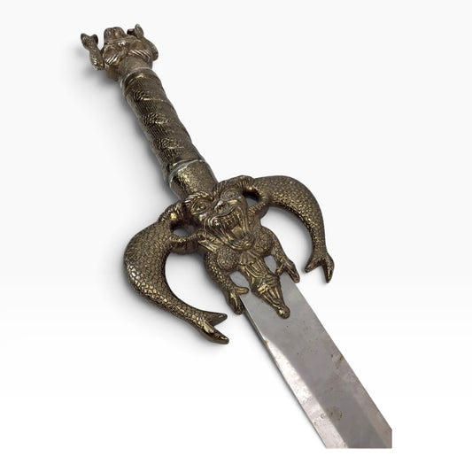 Demon Head Snake Handle Medieval Warrior Vintage 40" Sword – Fantasy Gothic Display