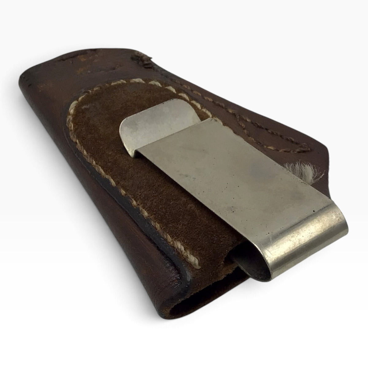 Small Vintage Brown Leather Clip Holster