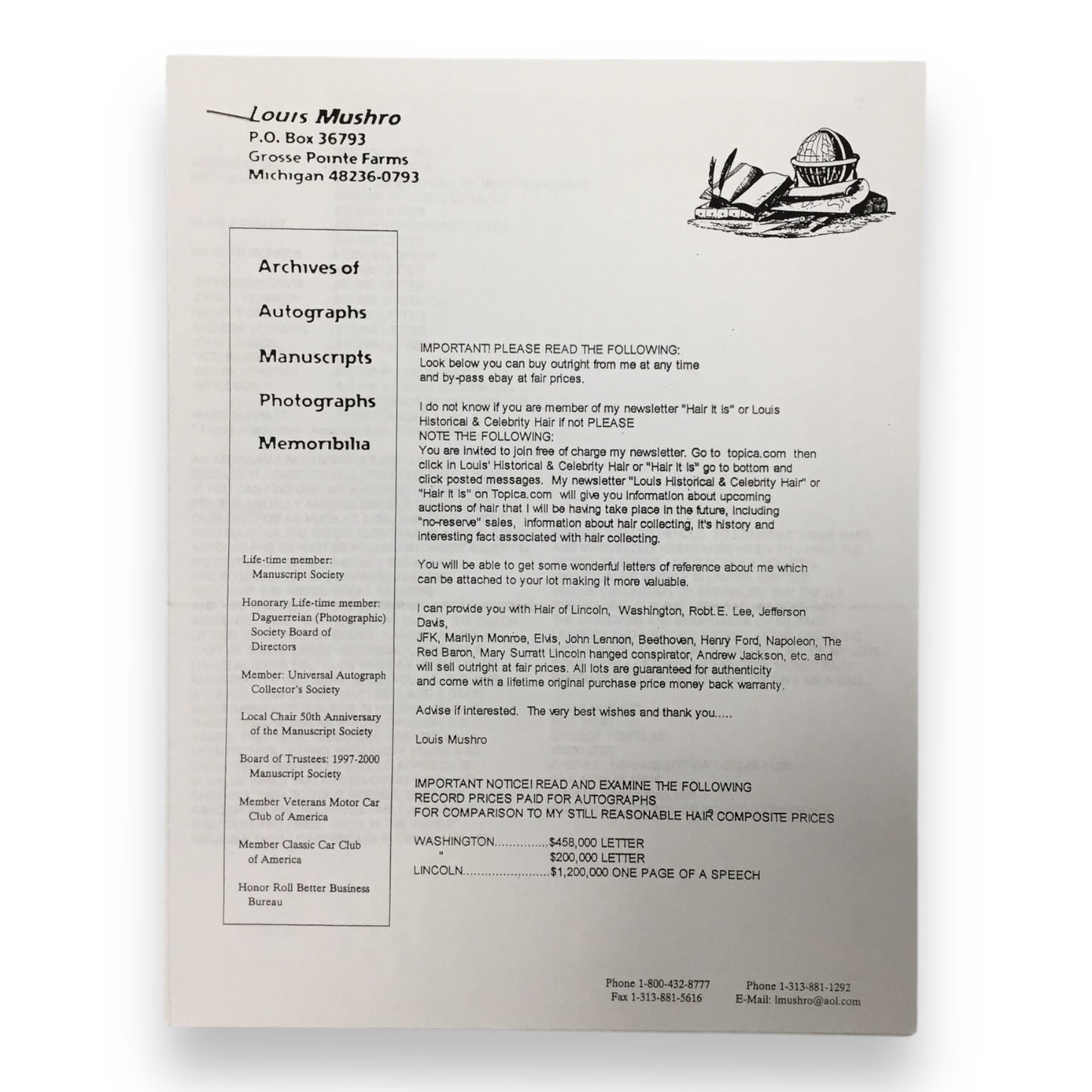 Richard Nixon Hair Clipping with COA