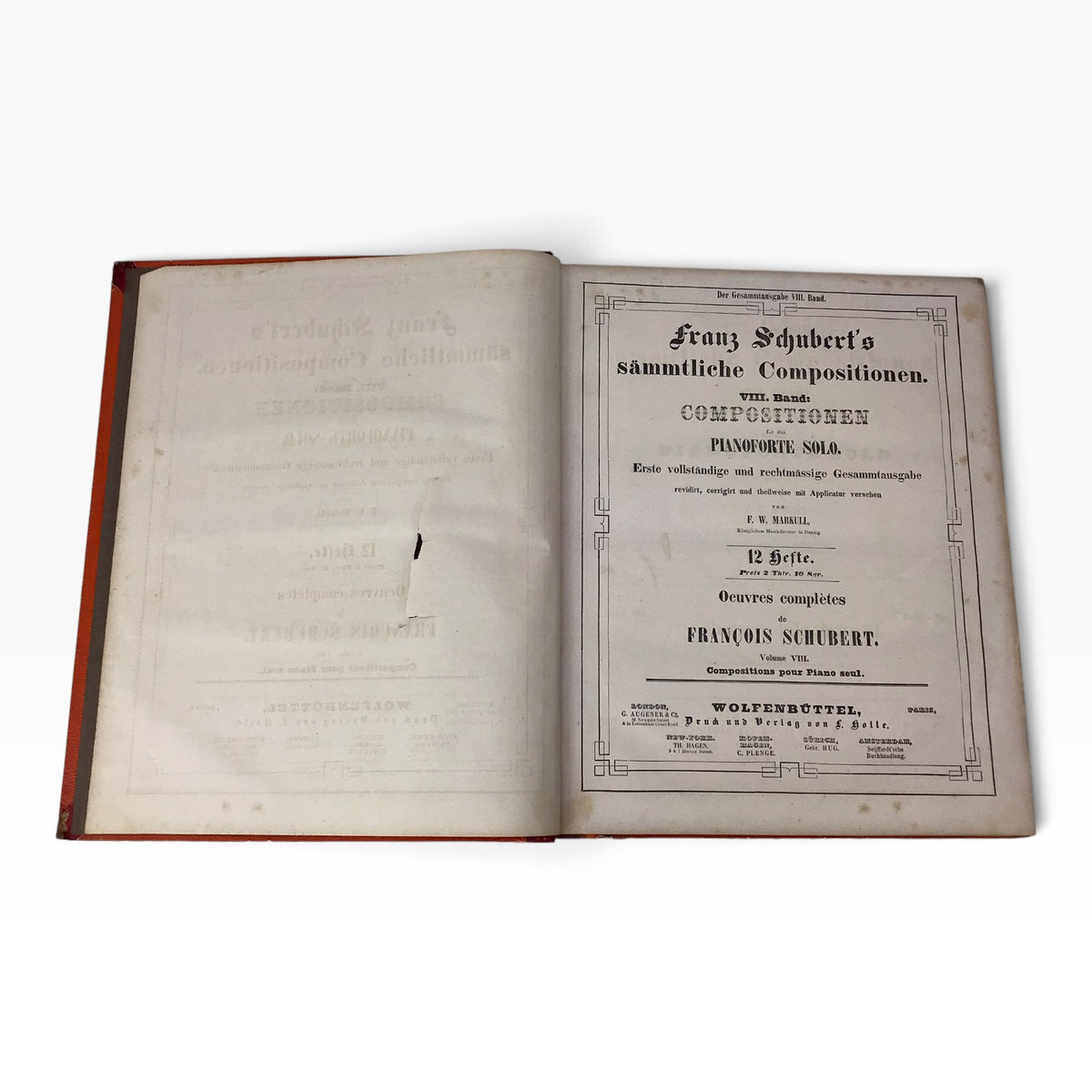 Franz Schubert Complete Compositions Piano Solo 2 Volume 8 – Antique German Piano Music Sheet Book