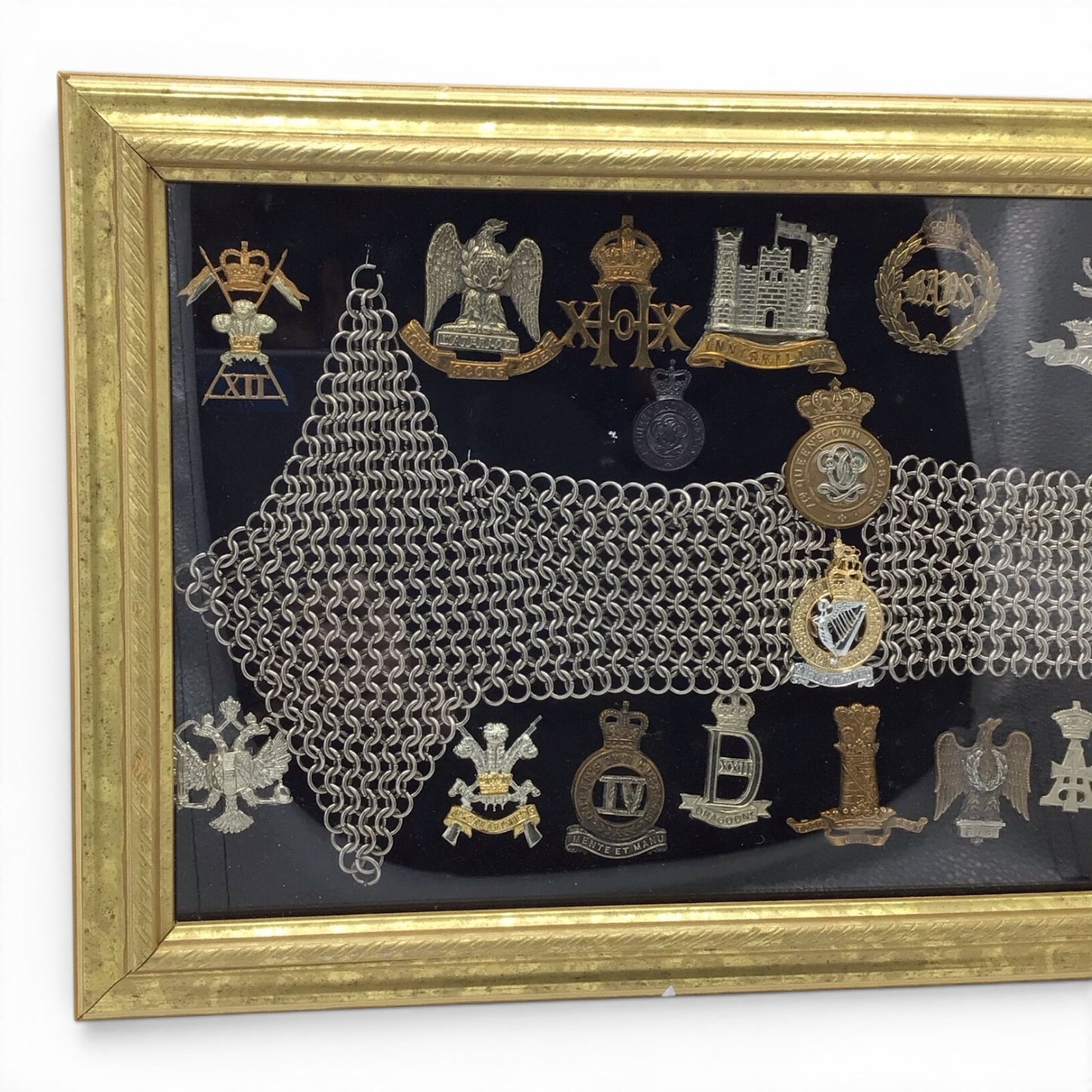 Framed British Regimental Badge Display