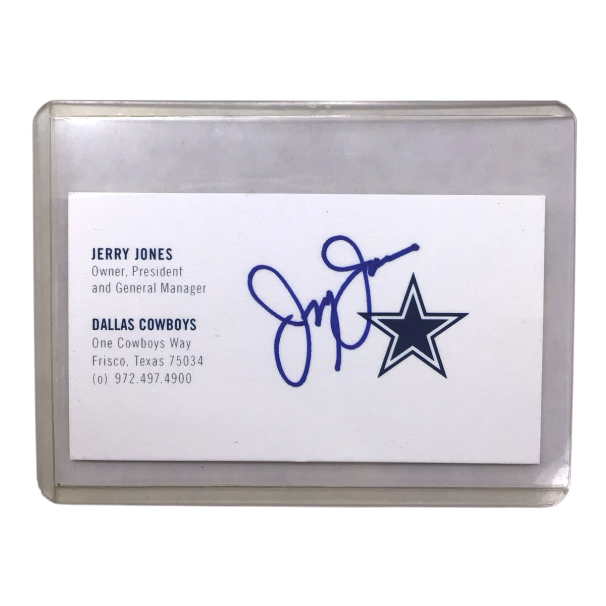 Jerry Jones Autographed Dallas Cowboys Business Card – JSA Certified