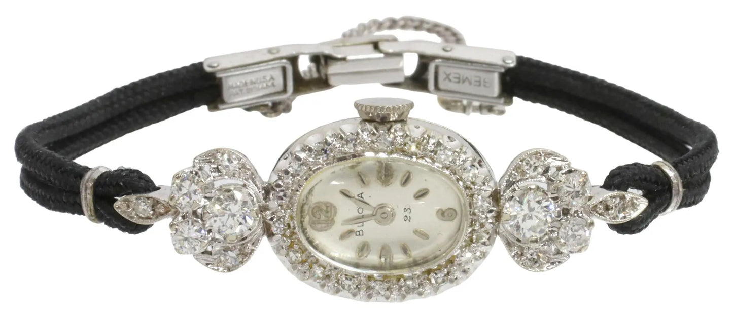 Lady's Bulova 14K White Gold Diamond Watch | Approx. 1.00 CTTW | 23-Jewel Movement