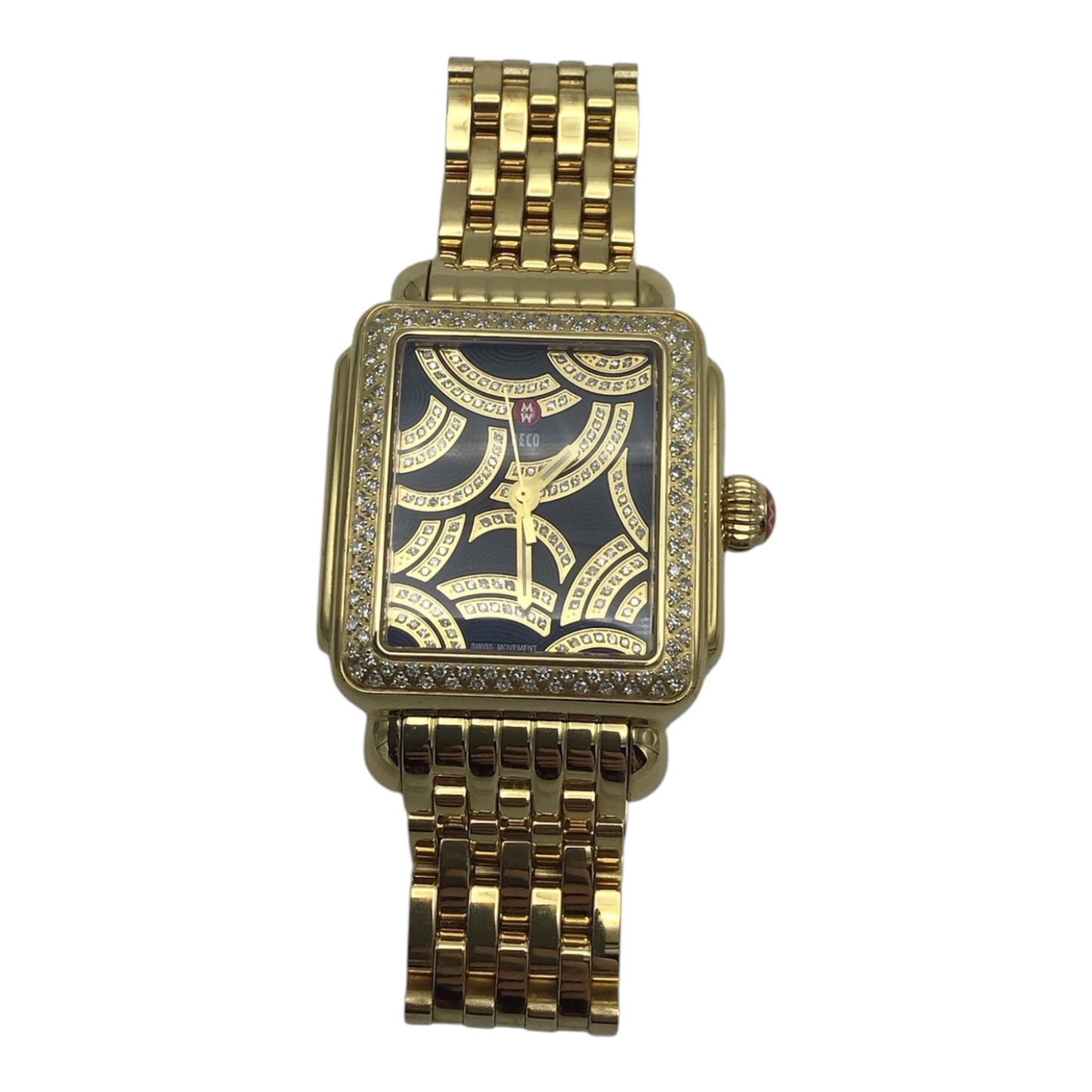 Michele Deco Watch Gold with Black and Gold Dial