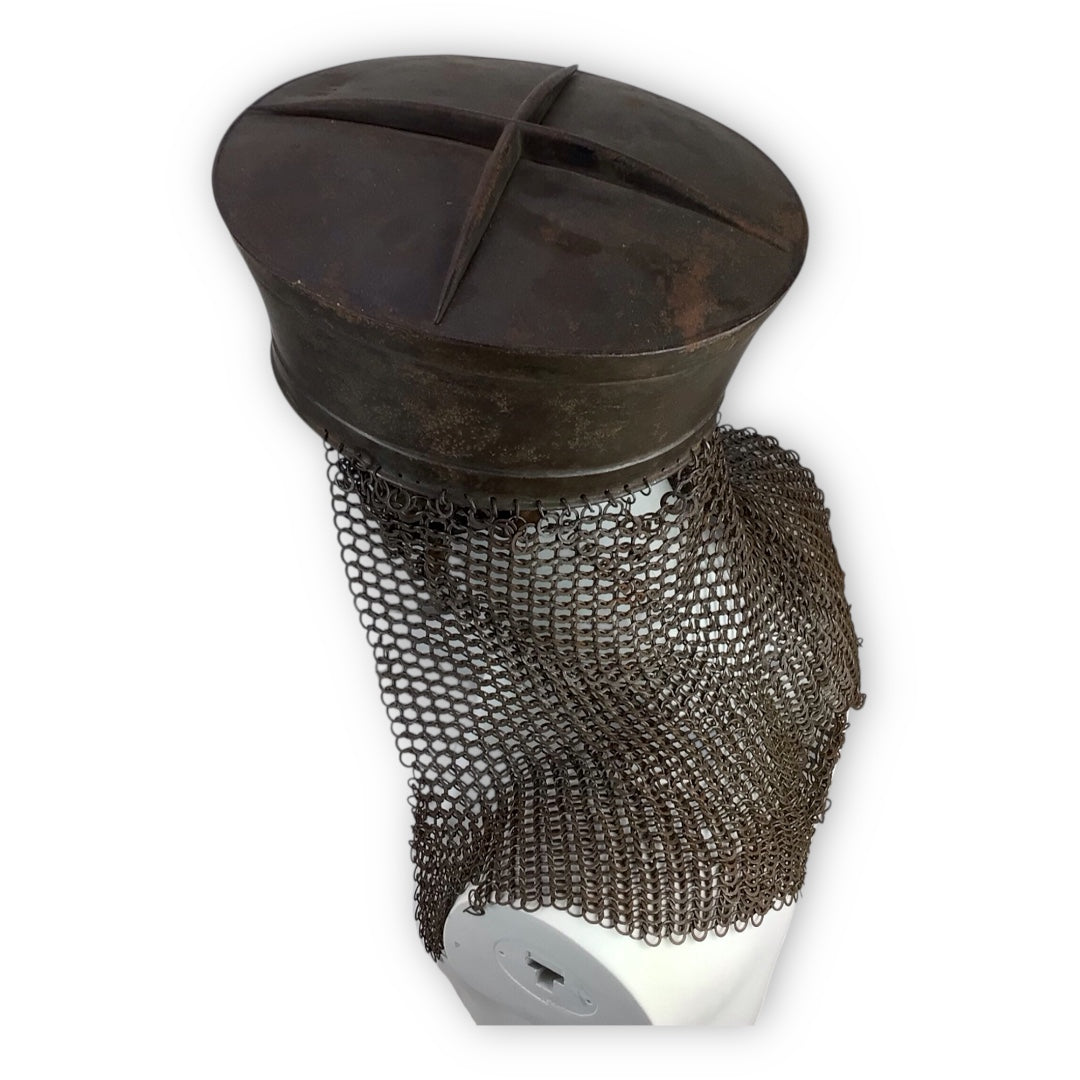 14th Century Pot Helm w/ Chainmail Neck - Norman or Persian Influence