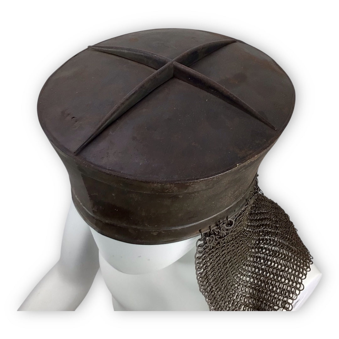 14th Century Pot Helm w/ Chainmail Neck - Norman or Persian Influence