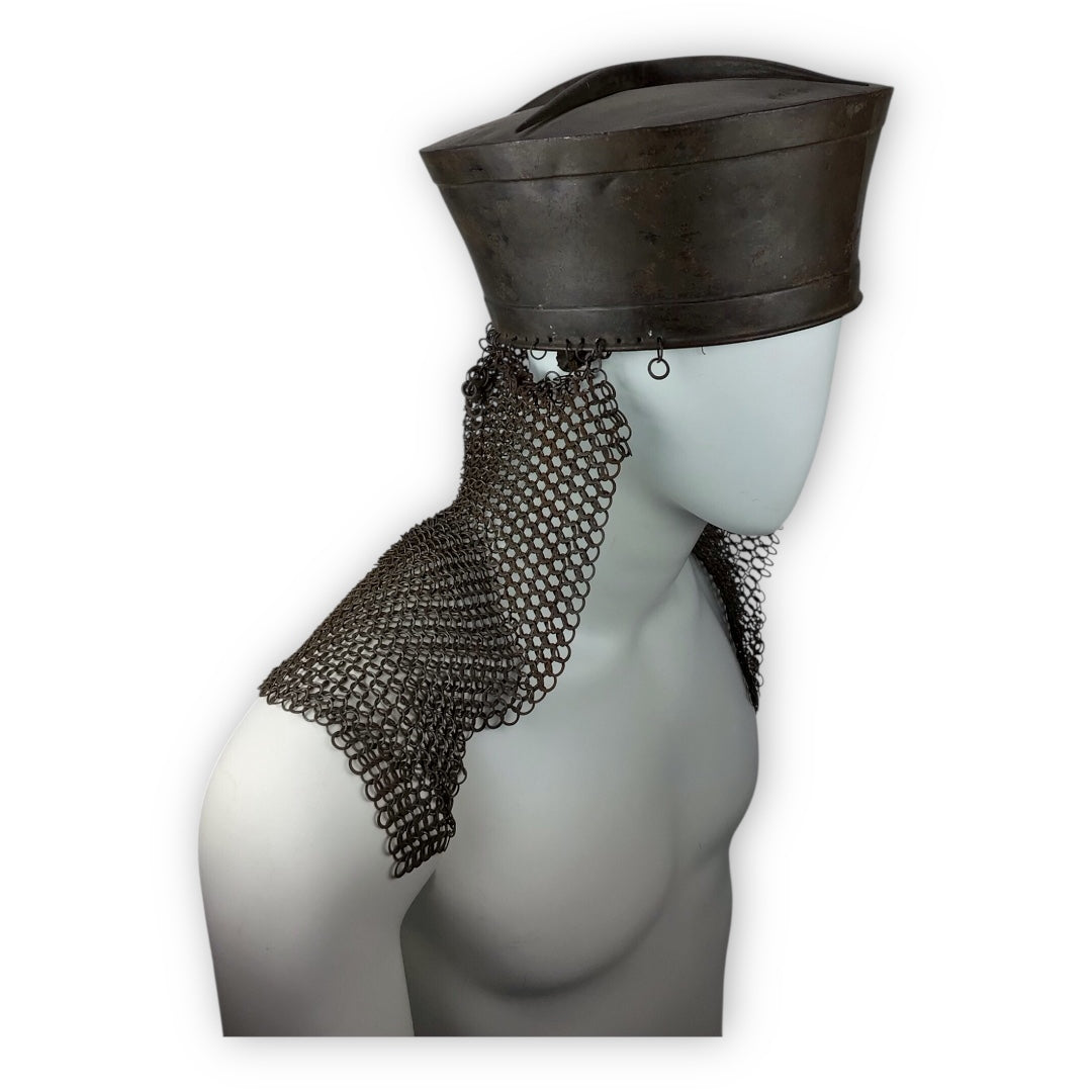 14th Century Pot Helm w/ Chainmail Neck - Norman or Persian Influence