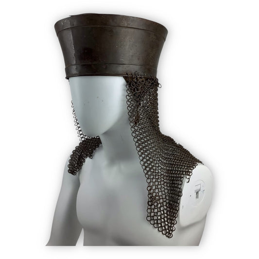 14th Century Pot Helm w/ Chainmail Neck - Norman or Persian Influence