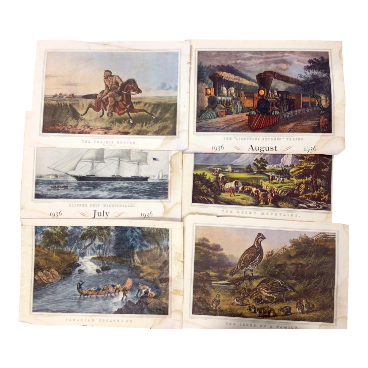 Currier & Ives 1936 Calendar Art Prints – Travelers Insurance Company Vintage Collection