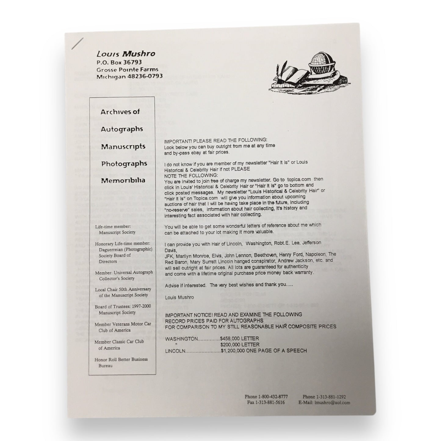 Lyndon B. Johnson Hair Clipping with COA