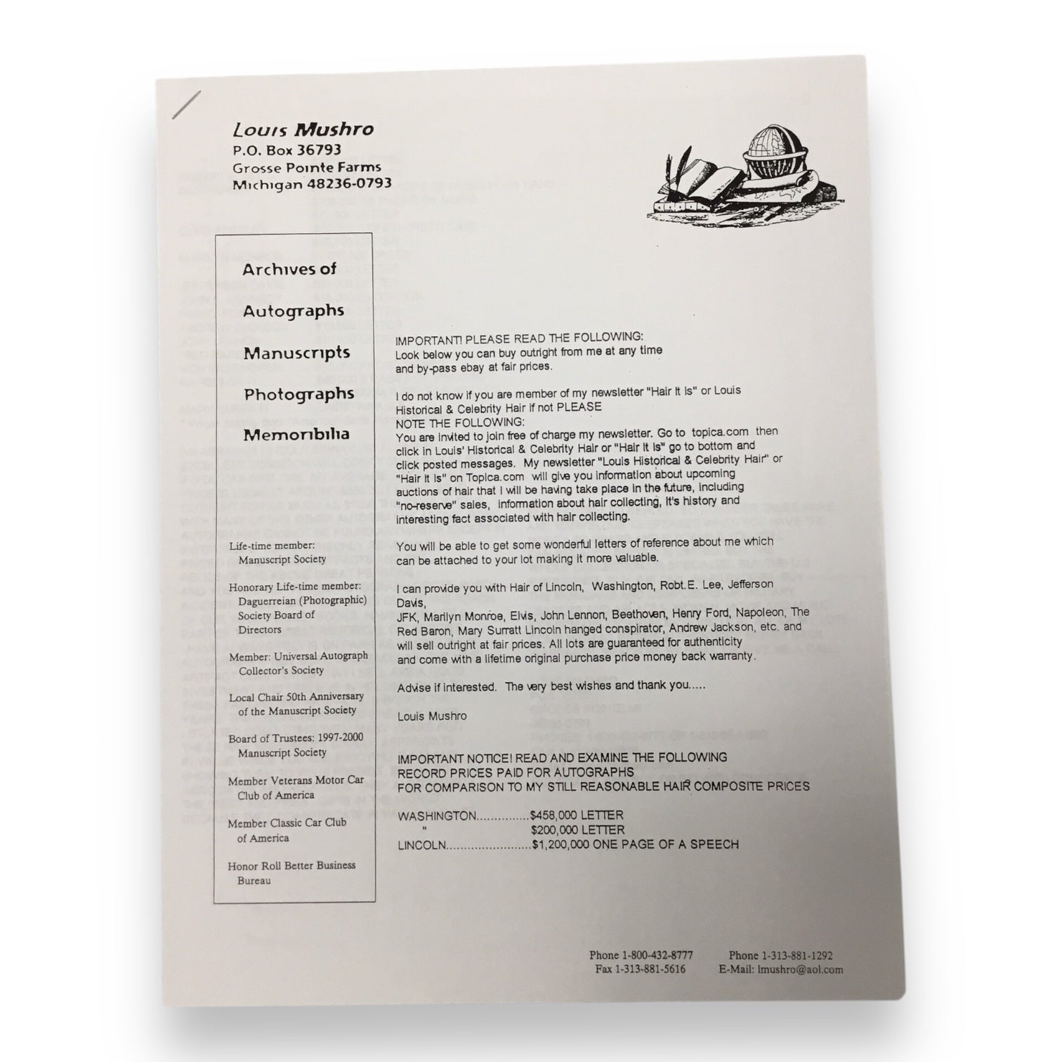 Lyndon B. Johnson Hair Clipping with COA