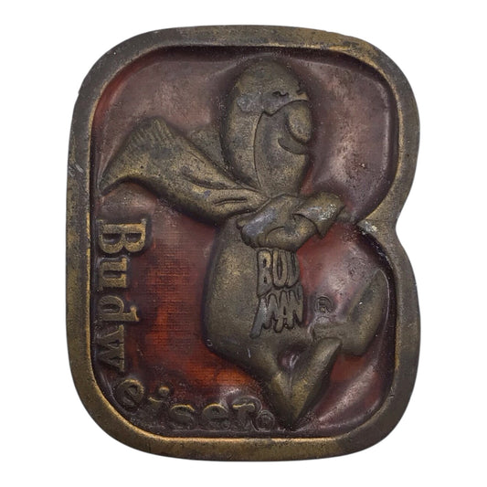 Vintage Budweiser Budman Belt Buckle - Indiana Metal Craft (1976)