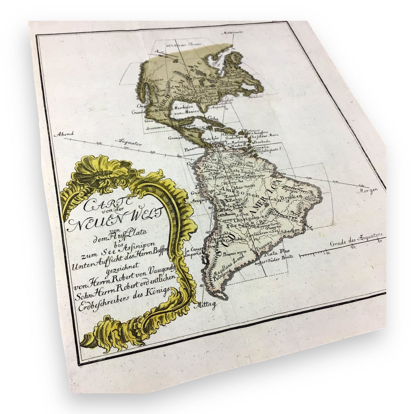 1771 Map "Carte von der Neuen Welt" by Vaugondy – Rare Copper Engraving